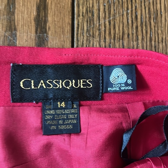 Classiques Wool Elegant Red Women's Skirt Size 14 New With Tag - Picture 7 of 7